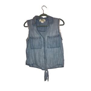 Cloth & Stone Chambary Tie Front Button Front Tank Top Size XS